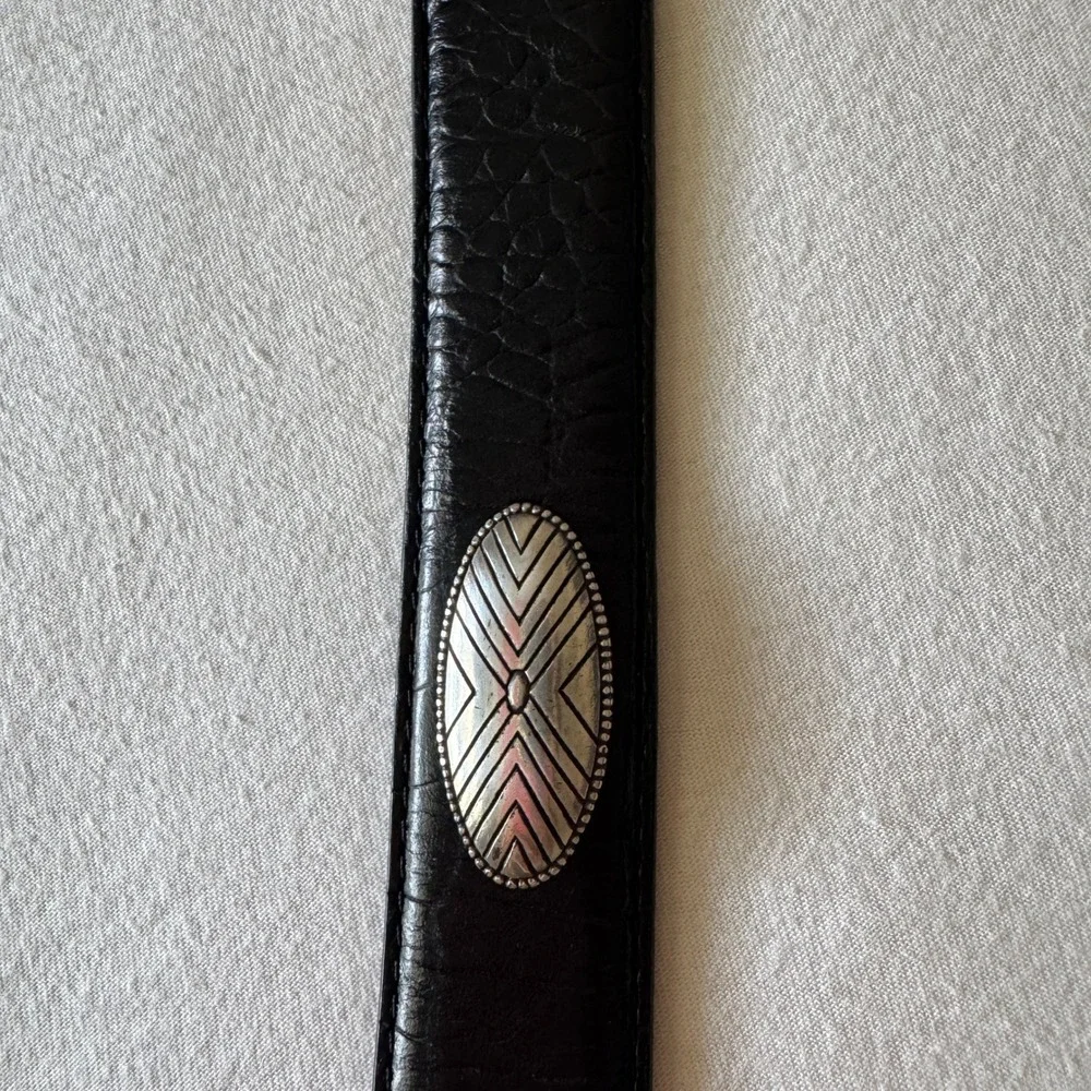 Roundtree&Yorke Concho Belt 42 Italian Full Grain Calfskin Black Leather Western